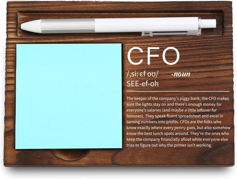 VYNWPDFLI CFO Finance Humor Gift, Budgeting Expert Desk Decor, Engraved Quote for Accountants, Wooden Sticky Note Holder,LQQ52 - Image 1